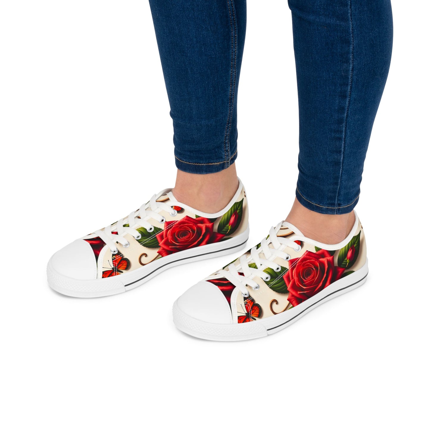 Floral Rose Sneakers - Stylish Casual Footwear for Women, Perfect for Spring, Summer, Gifts, Festivals, Everyday Wear