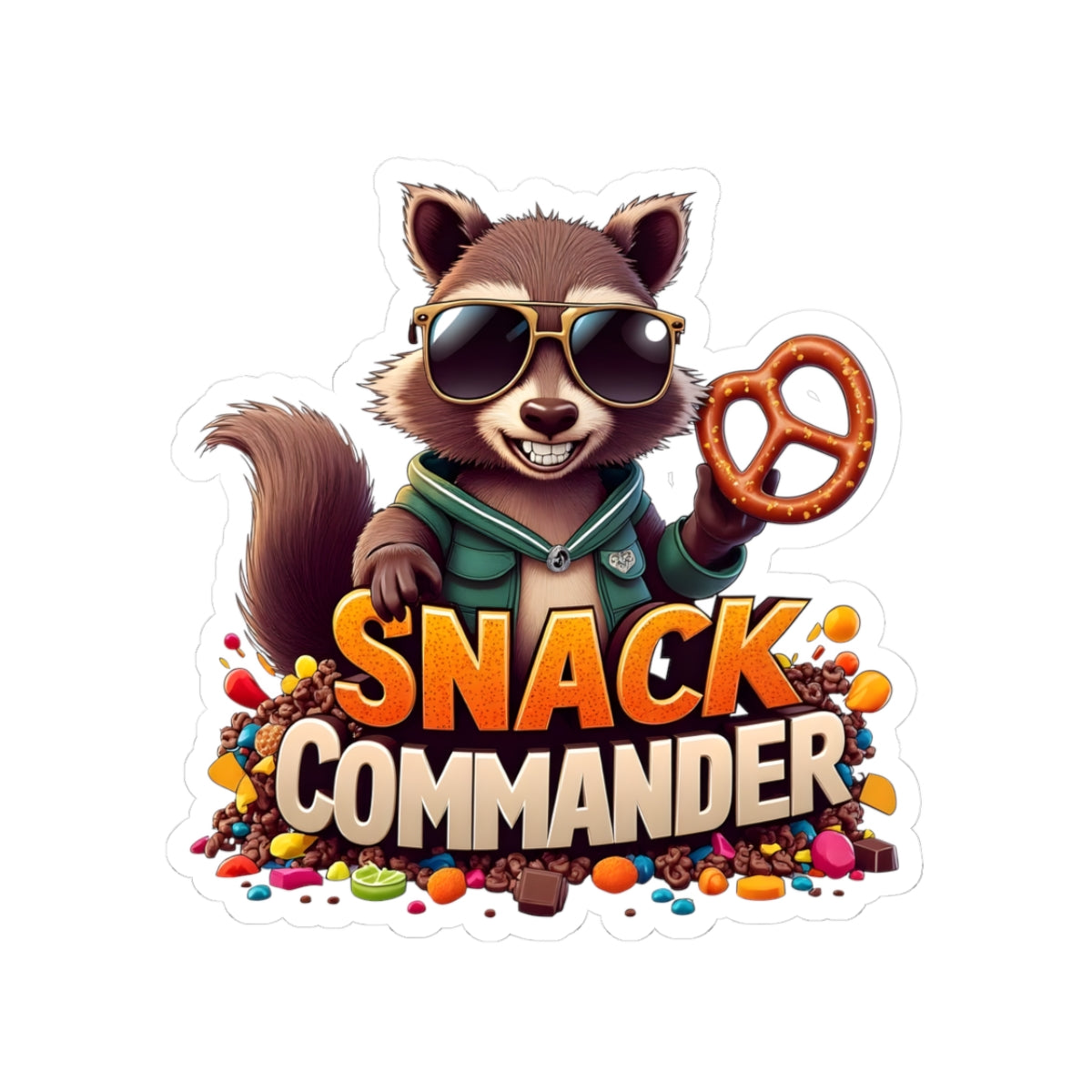 SNACK COMMANDER Kiss-Cut Sticker – Fun, Bold Vinyl Design for Laptops, Journals & More | Glossy, Durable, Gift-Read