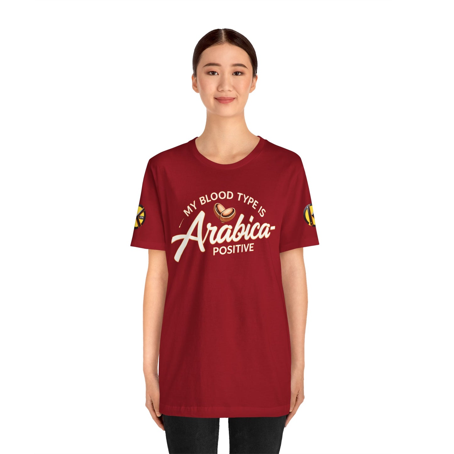 My blood type is arabica positive Unisex T-Shirt, Casual Coffee Shirt, Gift for Coffee Enthusiasts, Funny Coffee Top, Wearable Humor