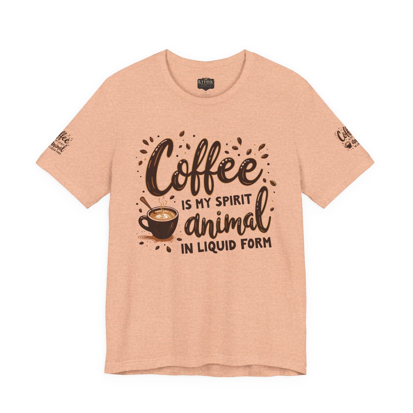 Coffee is my spirit animal in liquid form T-Shirt, Gift for Coffee Enthusiasts, Casualwear, Coffee-Themed Apparel, Birthday Gift