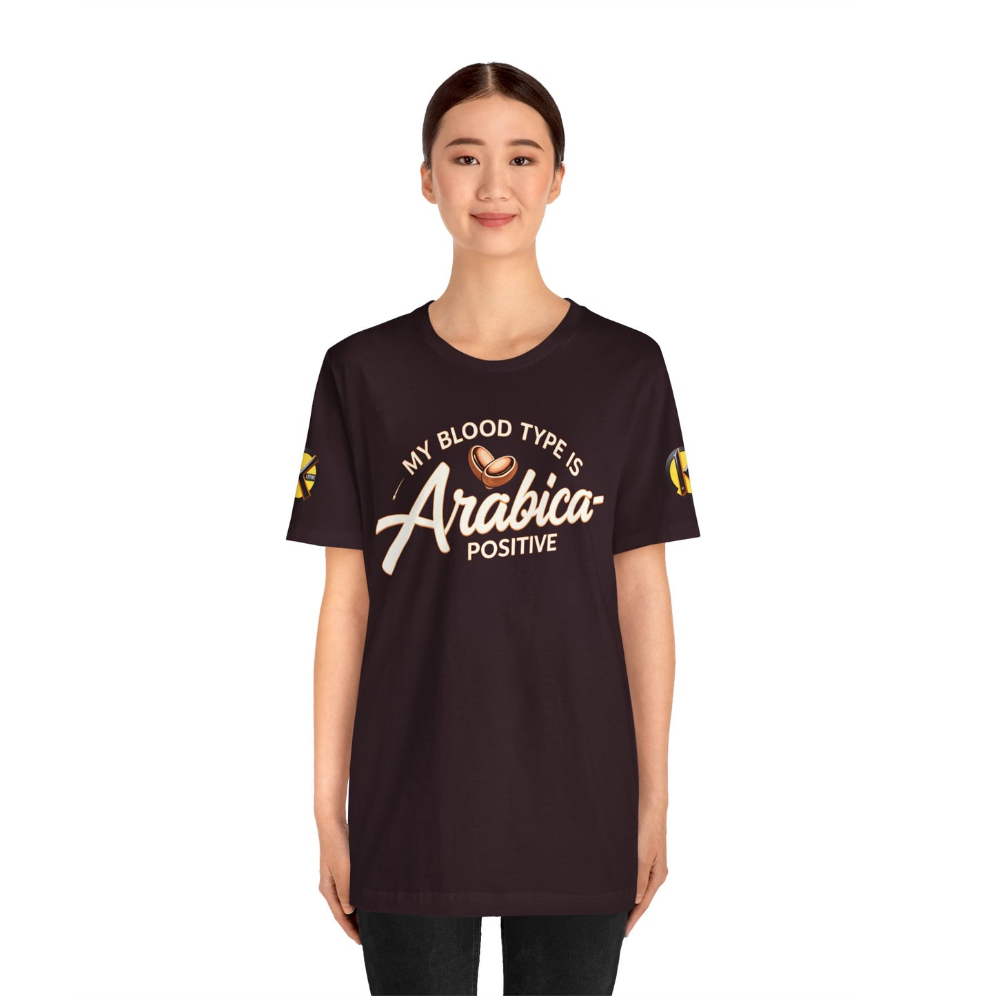 My blood type is arabica positive Unisex T-Shirt, Casual Coffee Shirt, Gift for Coffee Enthusiasts, Funny Coffee Top, Wearable Humor