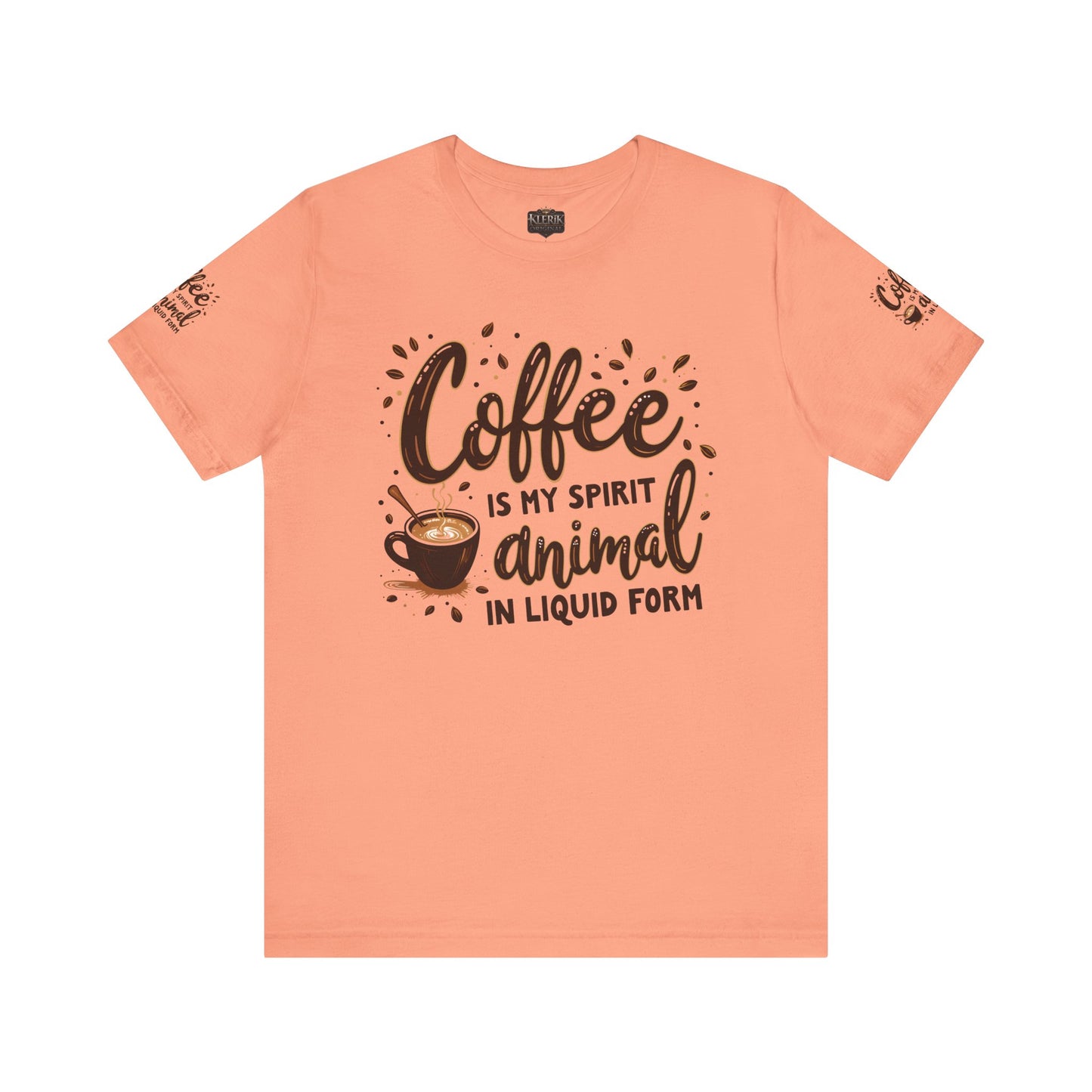 Coffee is my spirit animal in liquid form T-Shirt, Gift for Coffee Enthusiasts, Casualwear, Coffee-Themed Apparel, Birthday Gift