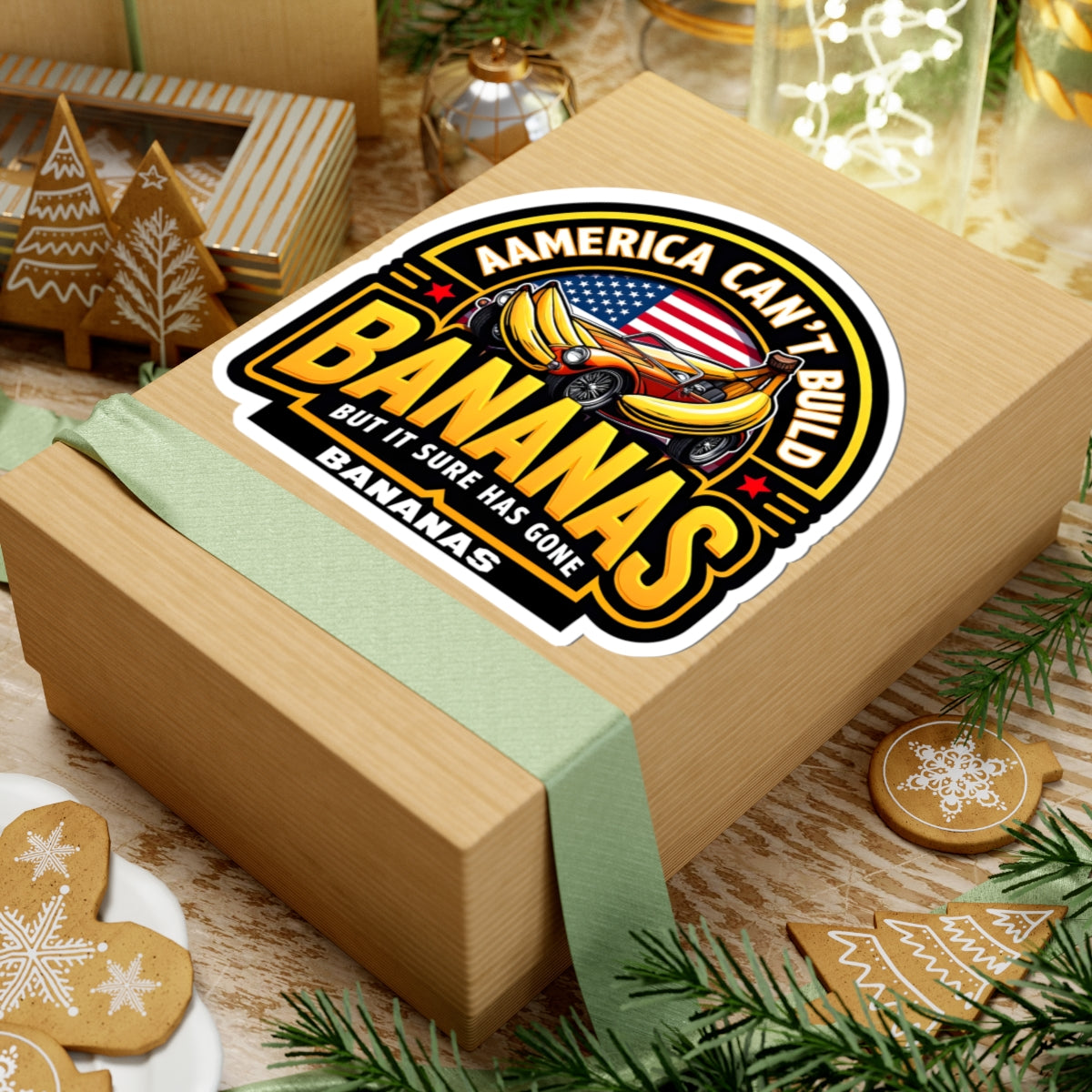 America Can't Build Bananas Kiss-Cut Stickers | Fun Car & Banana Design for Laptops, Water Bottles, Bumpers, Gifts, Party Favors