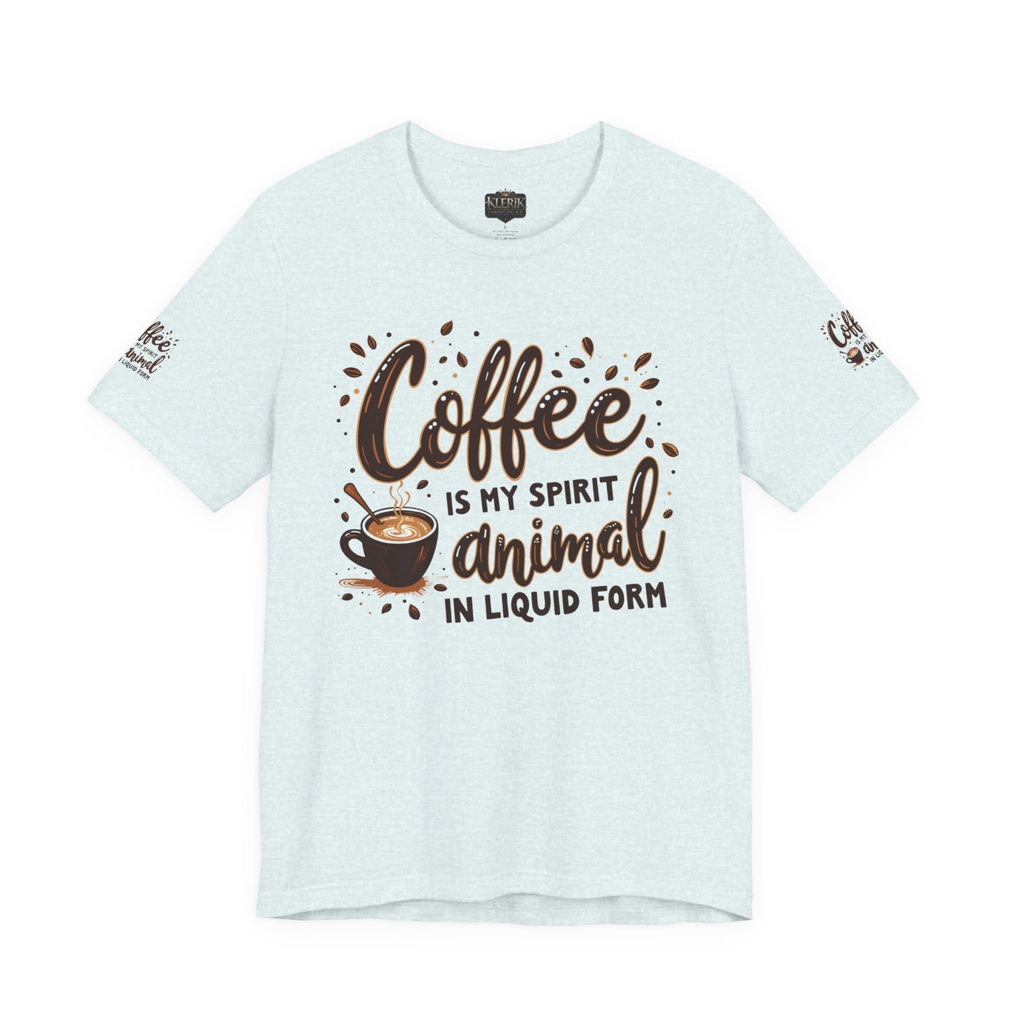 Coffee is my spirit animal in liquid form T-Shirt, Gift for Coffee Enthusiasts, Casualwear, Coffee-Themed Apparel, Birthday Gift