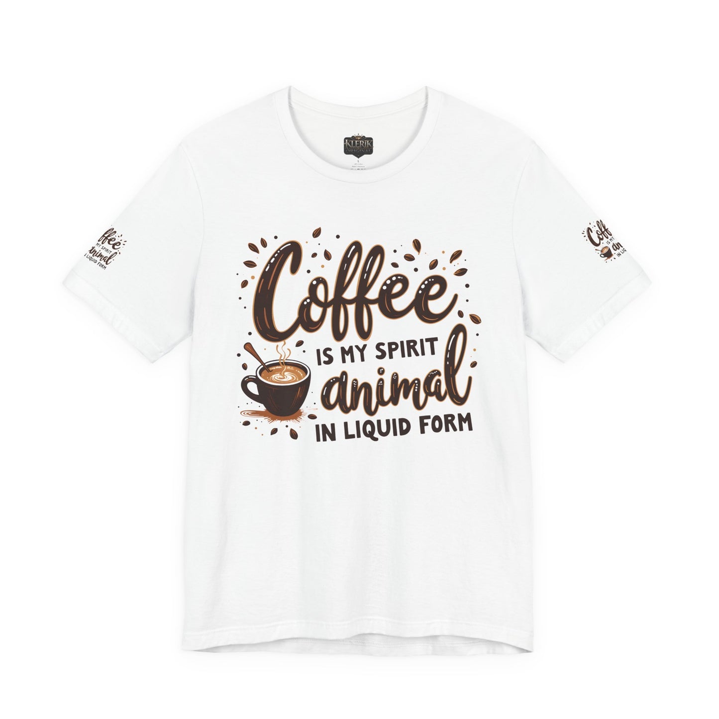 Coffee is my spirit animal in liquid form T-Shirt, Gift for Coffee Enthusiasts, Casualwear, Coffee-Themed Apparel, Birthday Gift