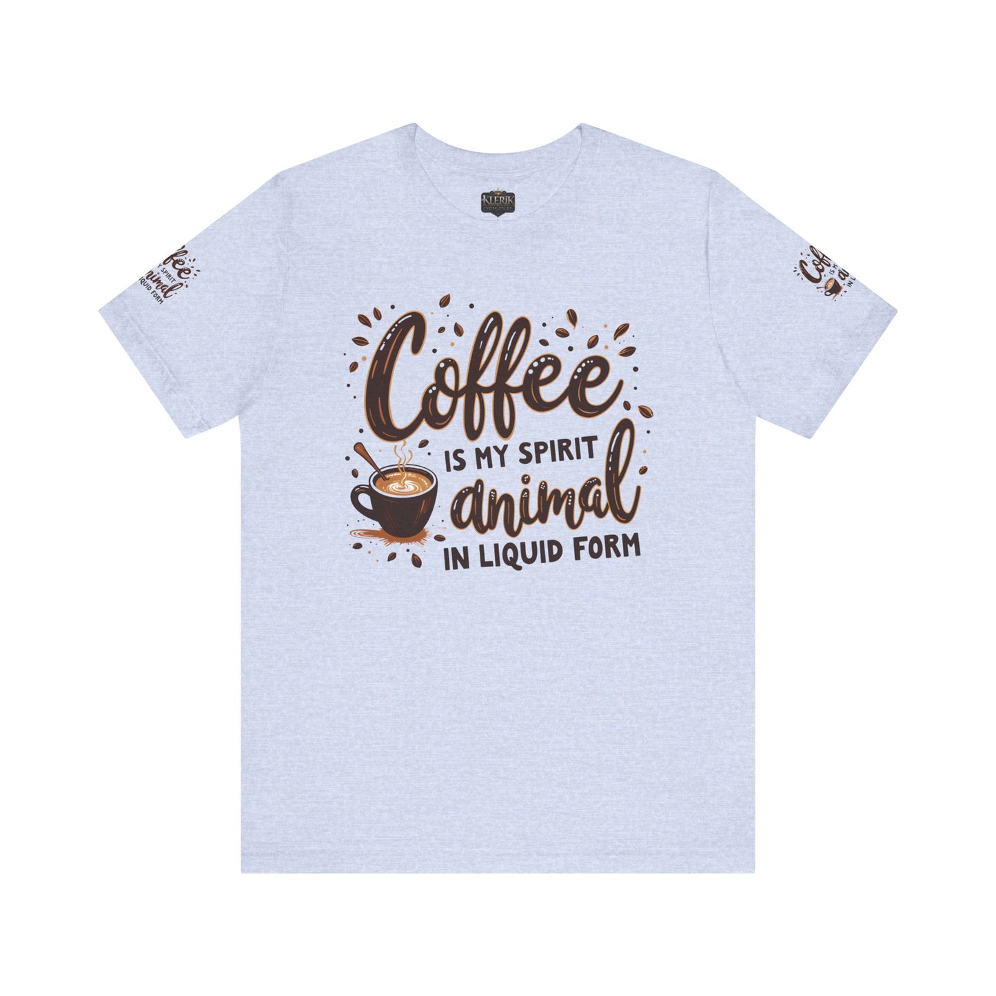 Coffee is my spirit animal in liquid form T-Shirt, Gift for Coffee Enthusiasts, Casualwear, Coffee-Themed Apparel, Birthday Gift