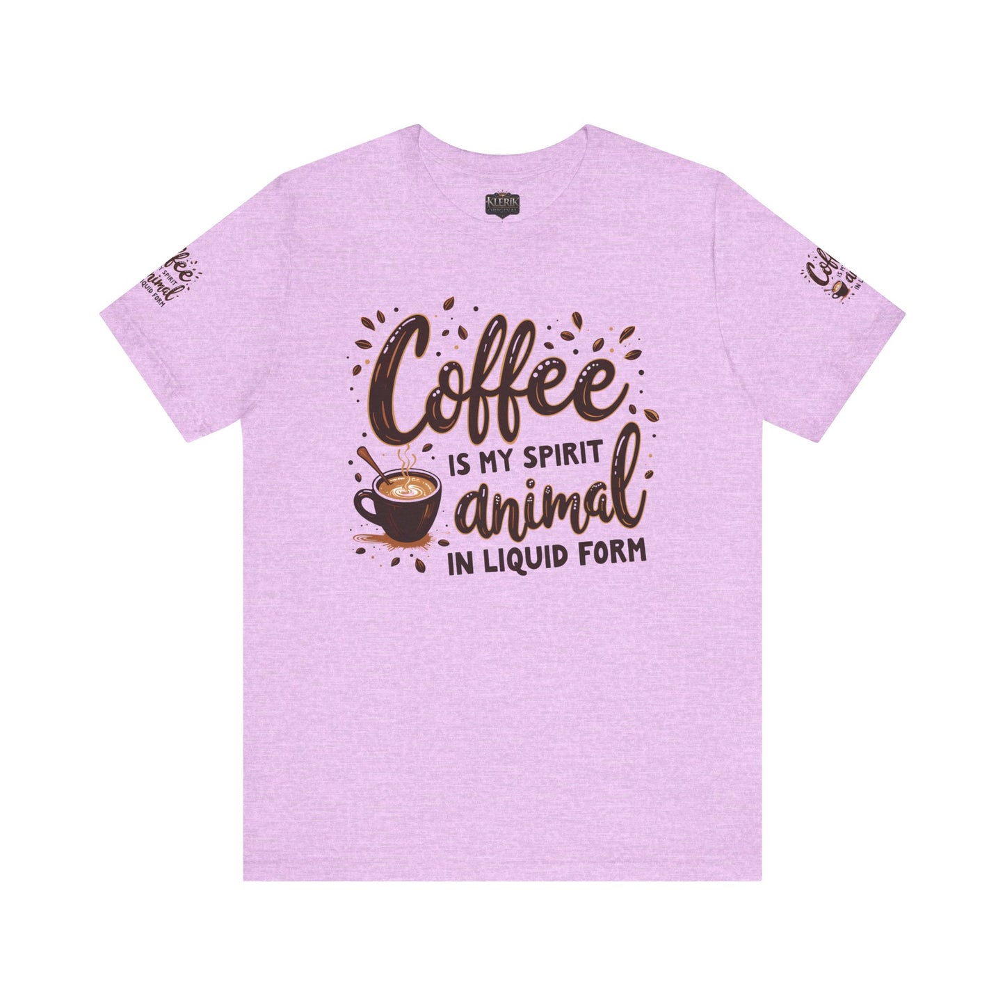 Coffee is my spirit animal in liquid form T-Shirt, Gift for Coffee Enthusiasts, Casualwear, Coffee-Themed Apparel, Birthday Gift