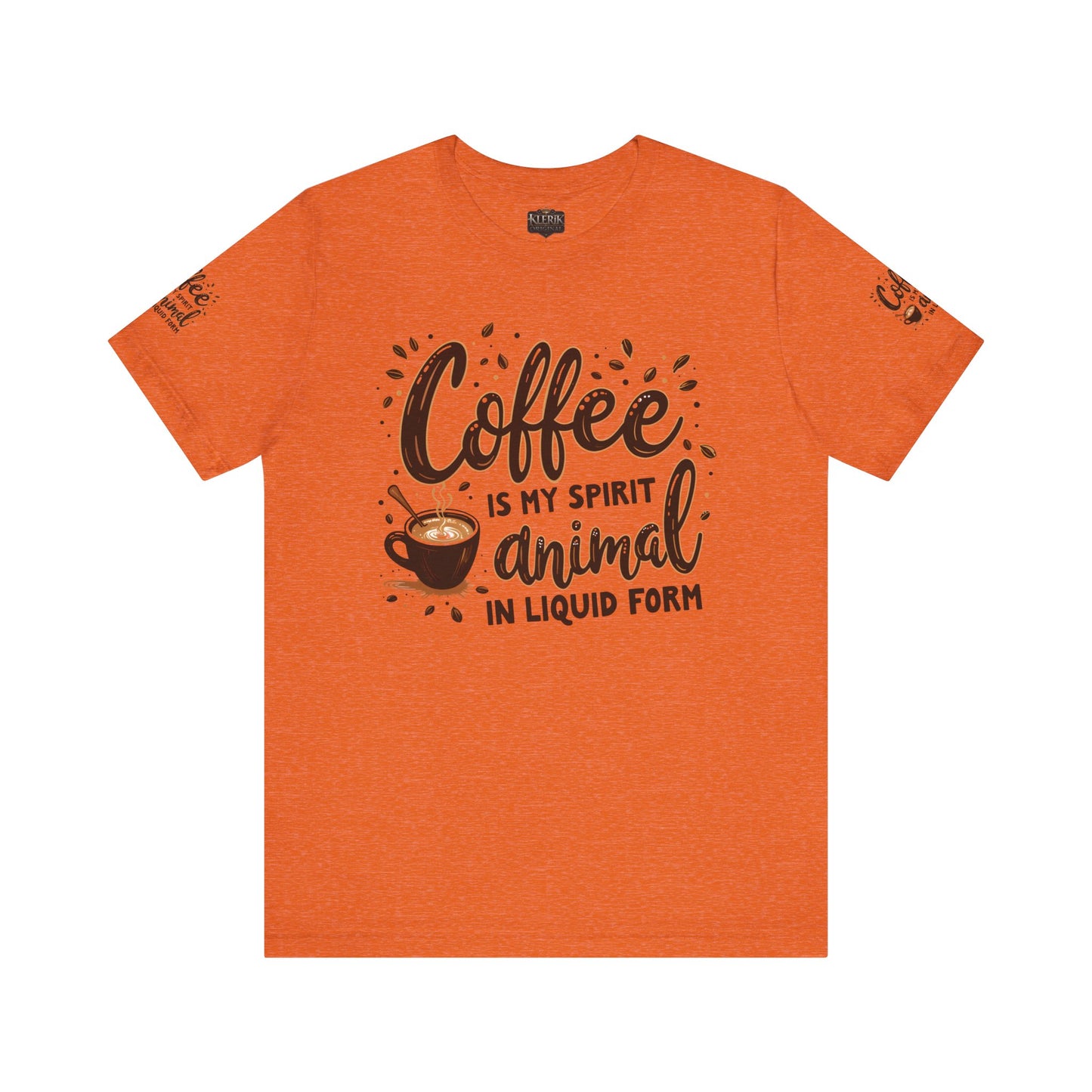 Coffee is my spirit animal in liquid form T-Shirt, Gift for Coffee Enthusiasts, Casualwear, Coffee-Themed Apparel, Birthday Gift
