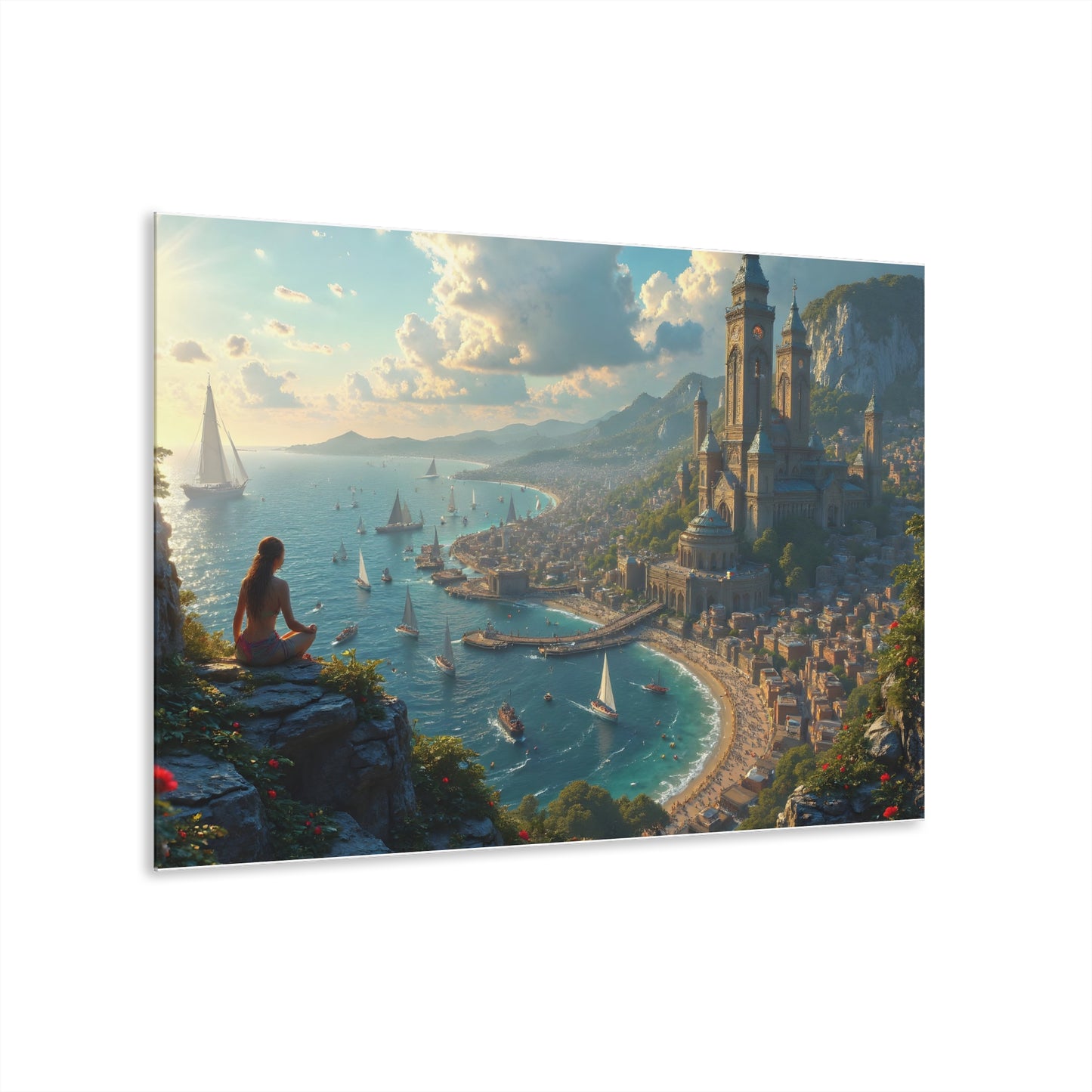 Scenic Acrylic Print with French Cleat Hanger – Serene Coastal View Art