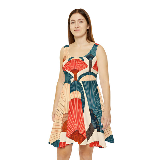 Tropical Print Skater Dress - Perfect for Summer, Beach Days, Casual Outings, Festivals, and Vacations