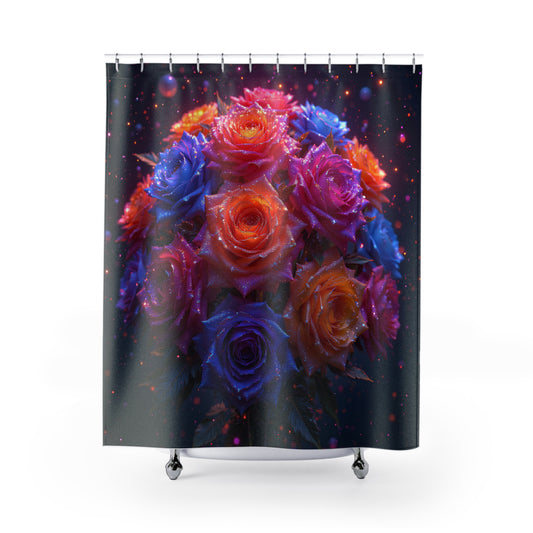 Vibrant Floral Shower Curtain for a Bright Bathroom, Bohemian Decor, Gift for Her, Home and Living, Floral Wall Art, Spring Decor