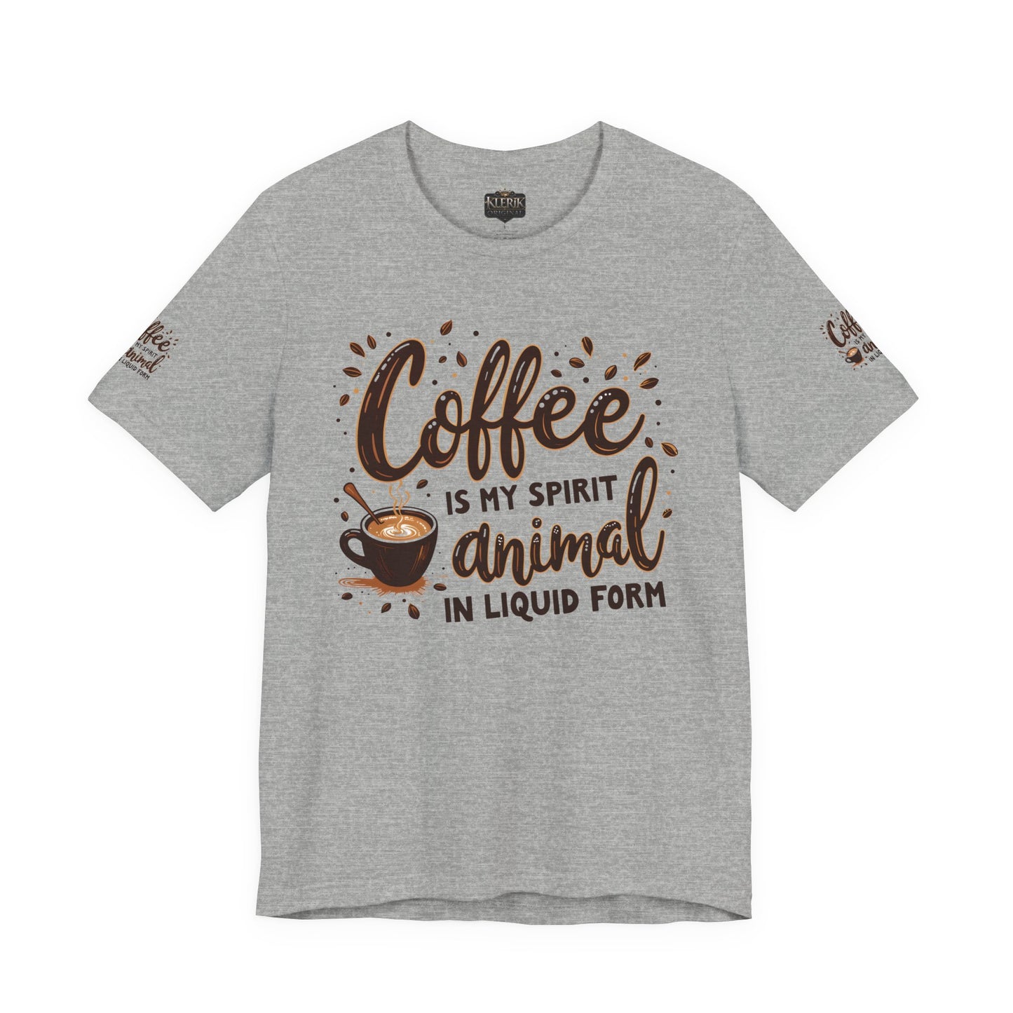 Coffee is my spirit animal in liquid form T-Shirt, Gift for Coffee Enthusiasts, Casualwear, Coffee-Themed Apparel, Birthday Gift
