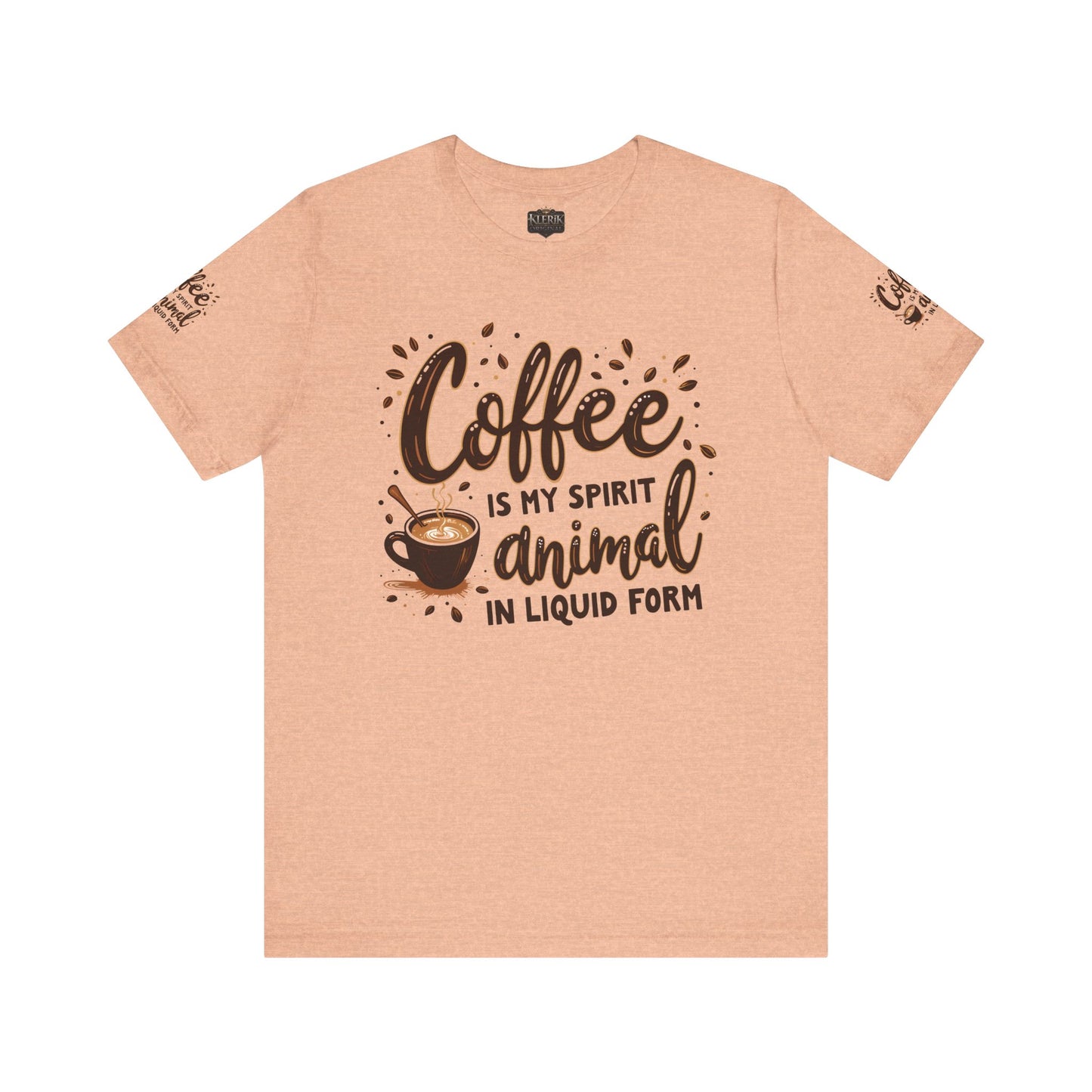 Coffee is my spirit animal in liquid form T-Shirt, Gift for Coffee Enthusiasts, Casualwear, Coffee-Themed Apparel, Birthday Gift