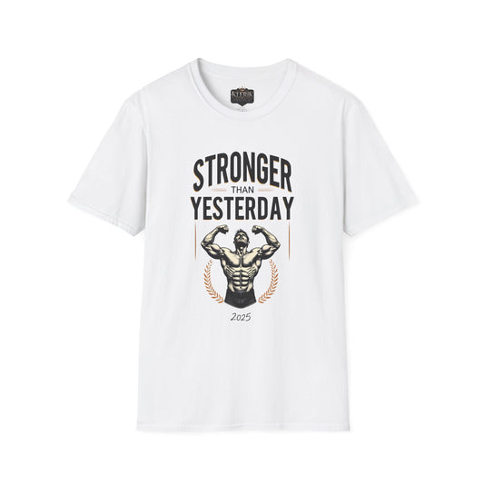 Stronger Than Yesterday Unisex Softstyle T-Shirt | Motivational Gym Tee, Fitness Gift, Workout Apparel, Inspirational Shirt, Casual Wear