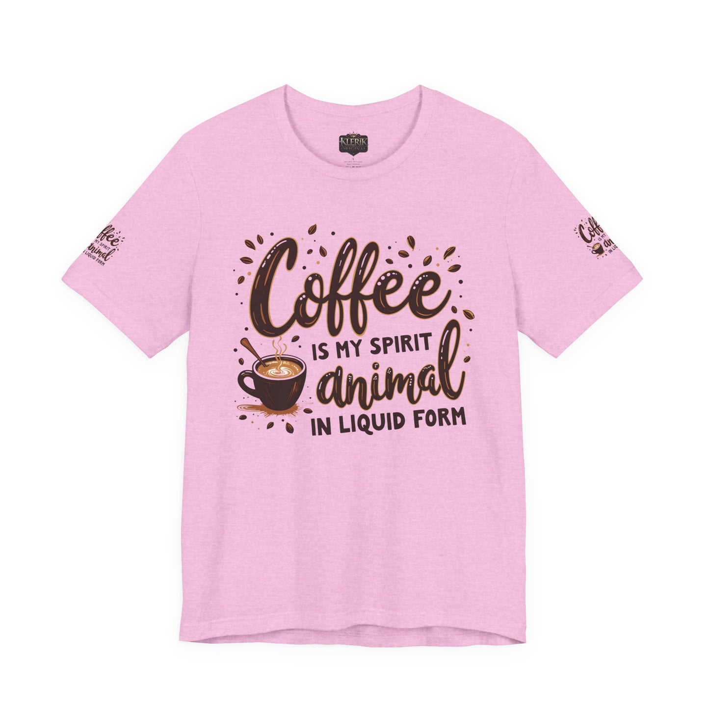 Coffee is my spirit animal in liquid form T-Shirt, Gift for Coffee Enthusiasts, Casualwear, Coffee-Themed Apparel, Birthday Gift