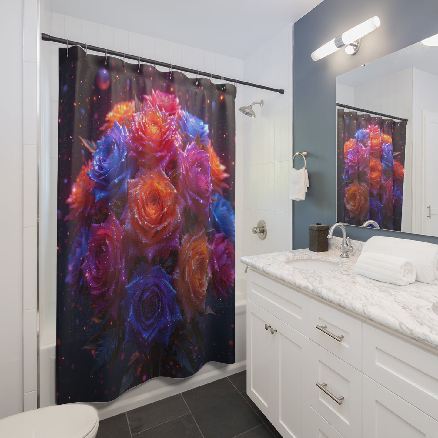 Vibrant Floral Shower Curtain for a Bright Bathroom, Bohemian Decor, Gift for Her, Home and Living, Floral Wall Art, Spring Decor