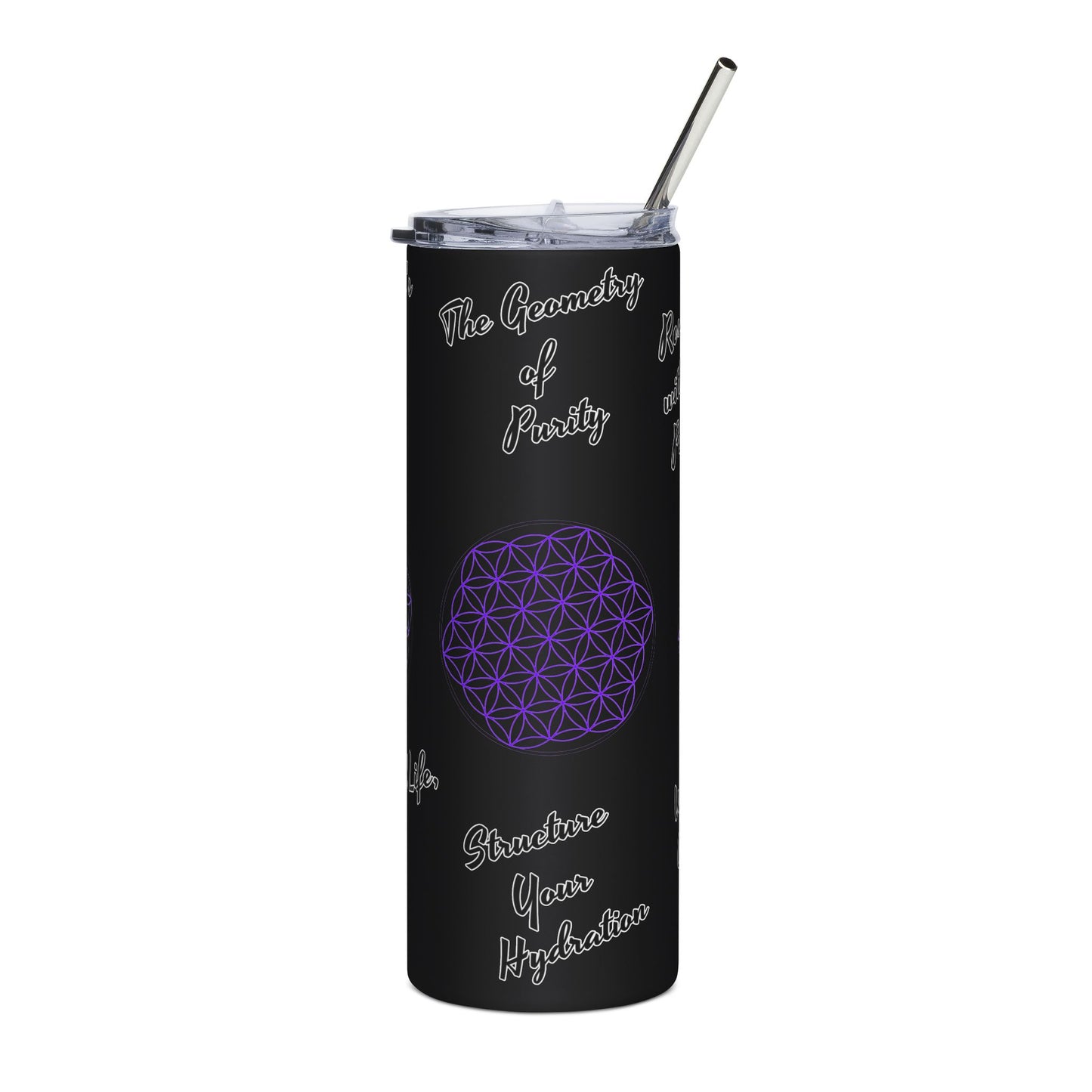 Stainless Steel Tumbler - The "Flower of Life" energizing water,  harmony, natural science, sacred geometry, and vitality
