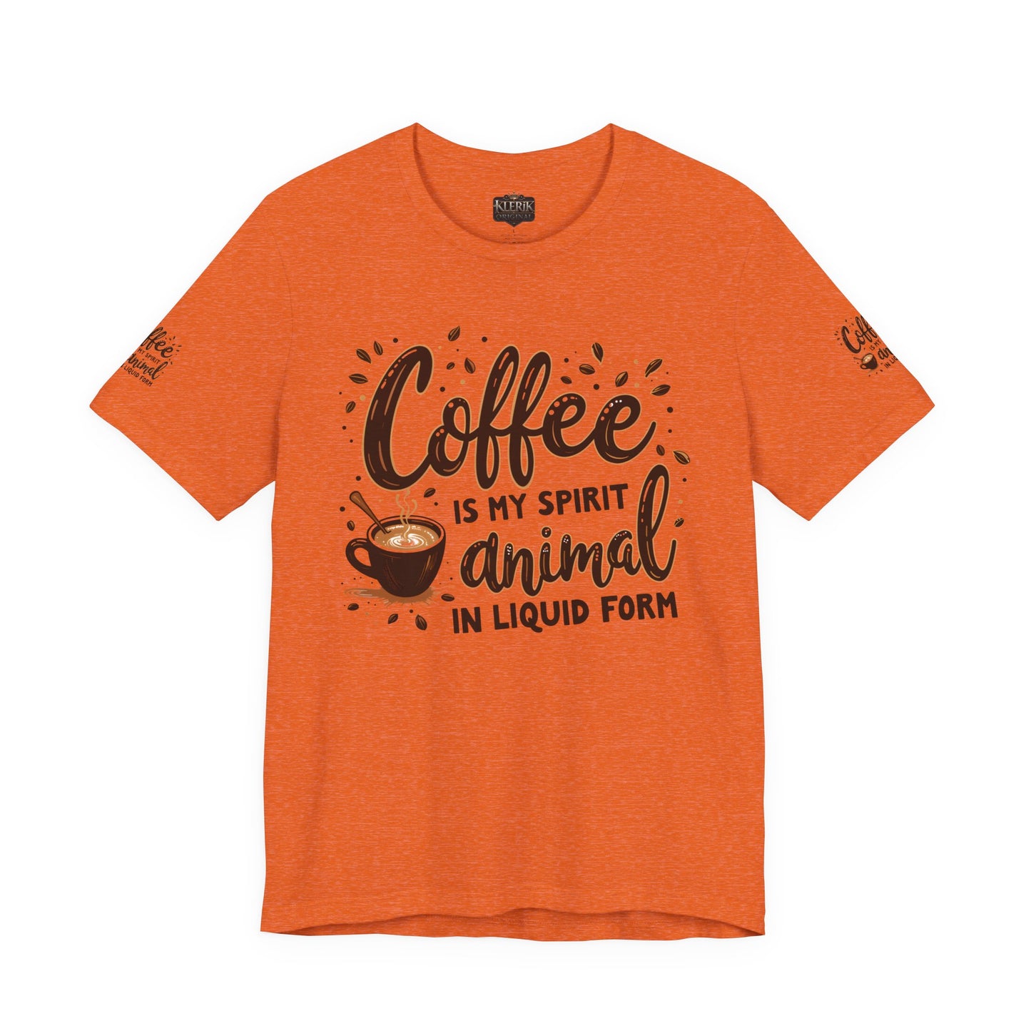 Coffee is my spirit animal in liquid form T-Shirt, Gift for Coffee Enthusiasts, Casualwear, Coffee-Themed Apparel, Birthday Gift