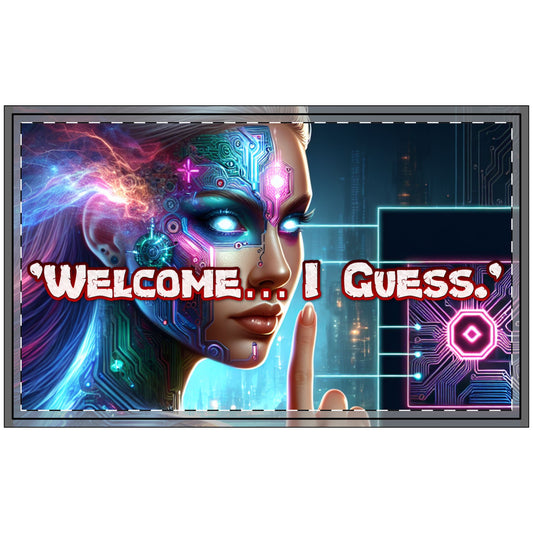 Tech-Themed Polyester Doormat - 'Welcome... I Guess.'