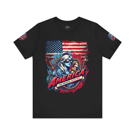 Patriotic Graphic Tee, Unisex Short Sleeve Shirt, American Flag Top, Vintage Americana T-Shirt, Ideal for Independence Day, Casual Wear