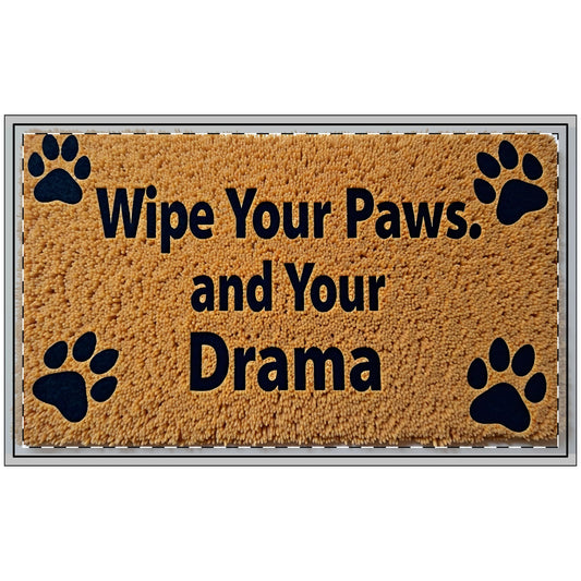 Funny Wipe Your Paws Doormat - Polyester Welcome Mat with Paw Print Design for Pet Lovers