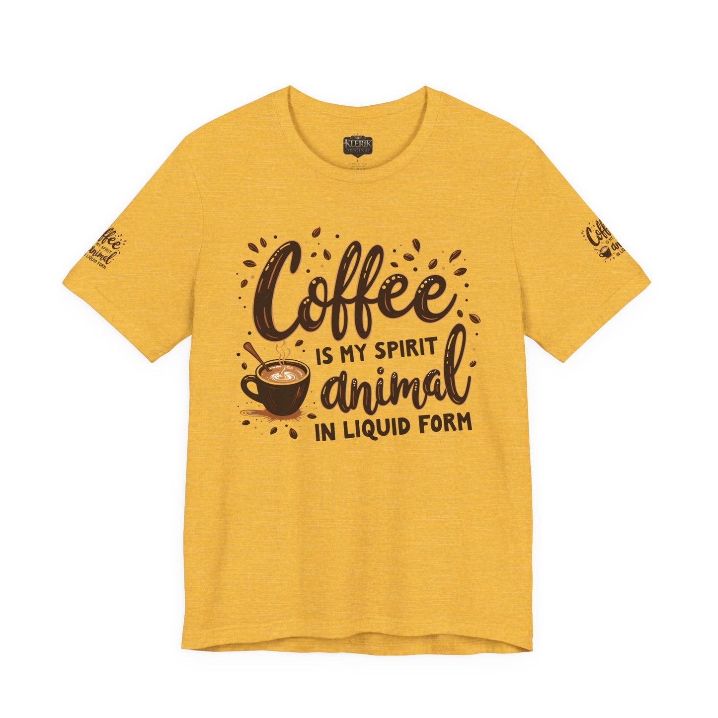 Coffee is my spirit animal in liquid form T-Shirt, Gift for Coffee Enthusiasts, Casualwear, Coffee-Themed Apparel, Birthday Gift
