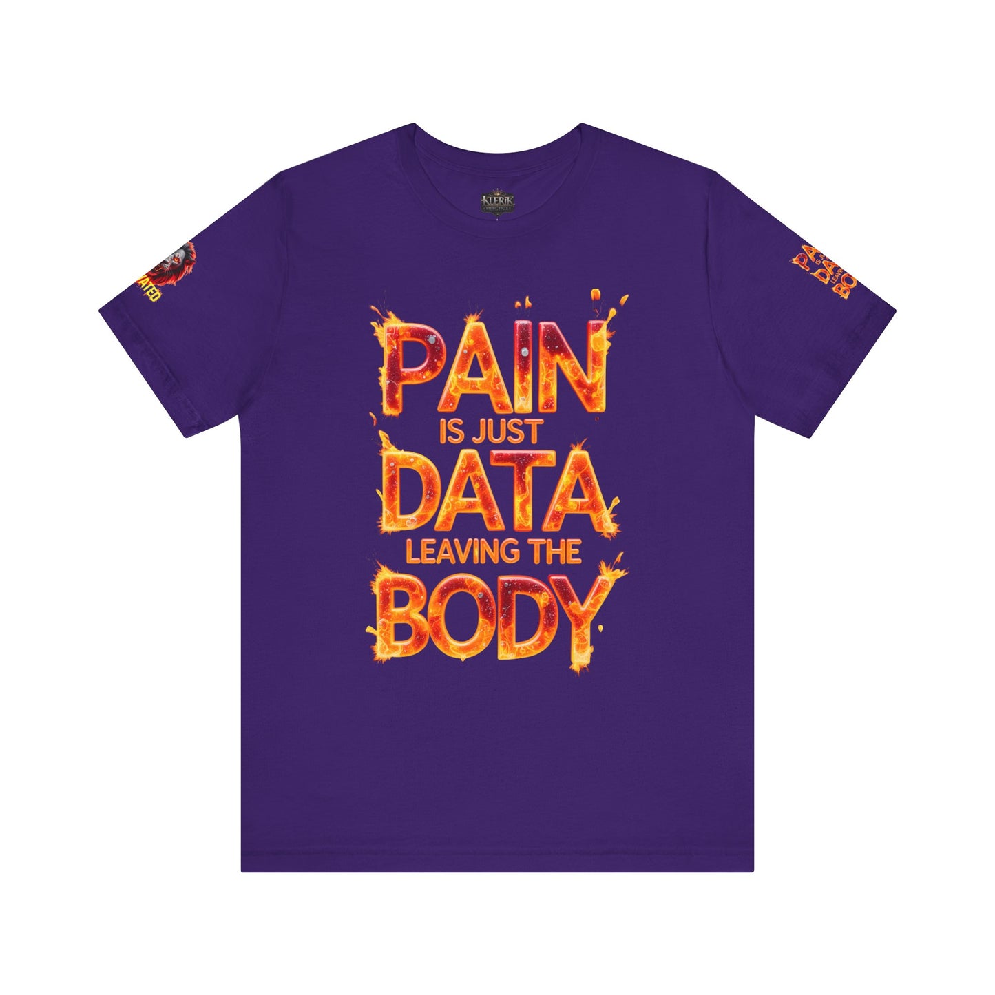 Fierce Lion Graphic Tee, Pain is Just Data Leaving the Body Shirt, Motivational Apparel, Unisex T-Shirt, Gift for Him/Her