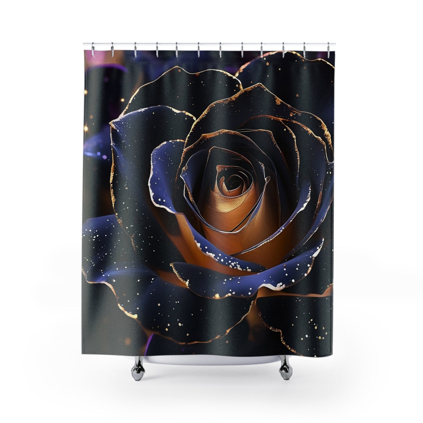 Elegant Black Rose Shower Curtain | Floral Bathroom Decor, Boho Chic, Romantic Gift for Her, Home Accessories, Luxurious Design