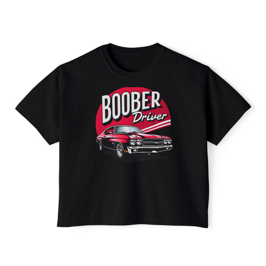 Boober Driver Women's Boxy Tee, Funny Car Lover Shirt, Vintage Style Tee, Gift for Motor Enthusiasts, Perfect for Casual Outings