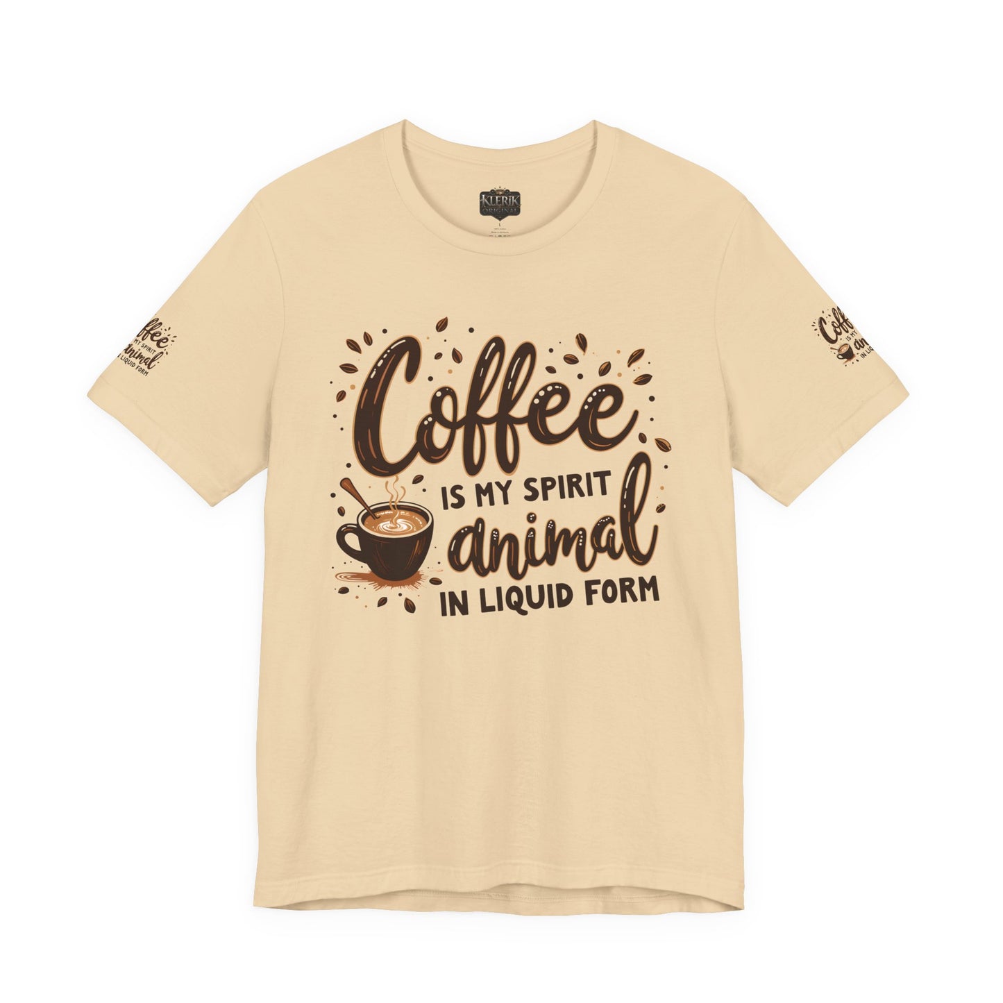 Coffee is my spirit animal in liquid form T-Shirt, Gift for Coffee Enthusiasts, Casualwear, Coffee-Themed Apparel, Birthday Gift