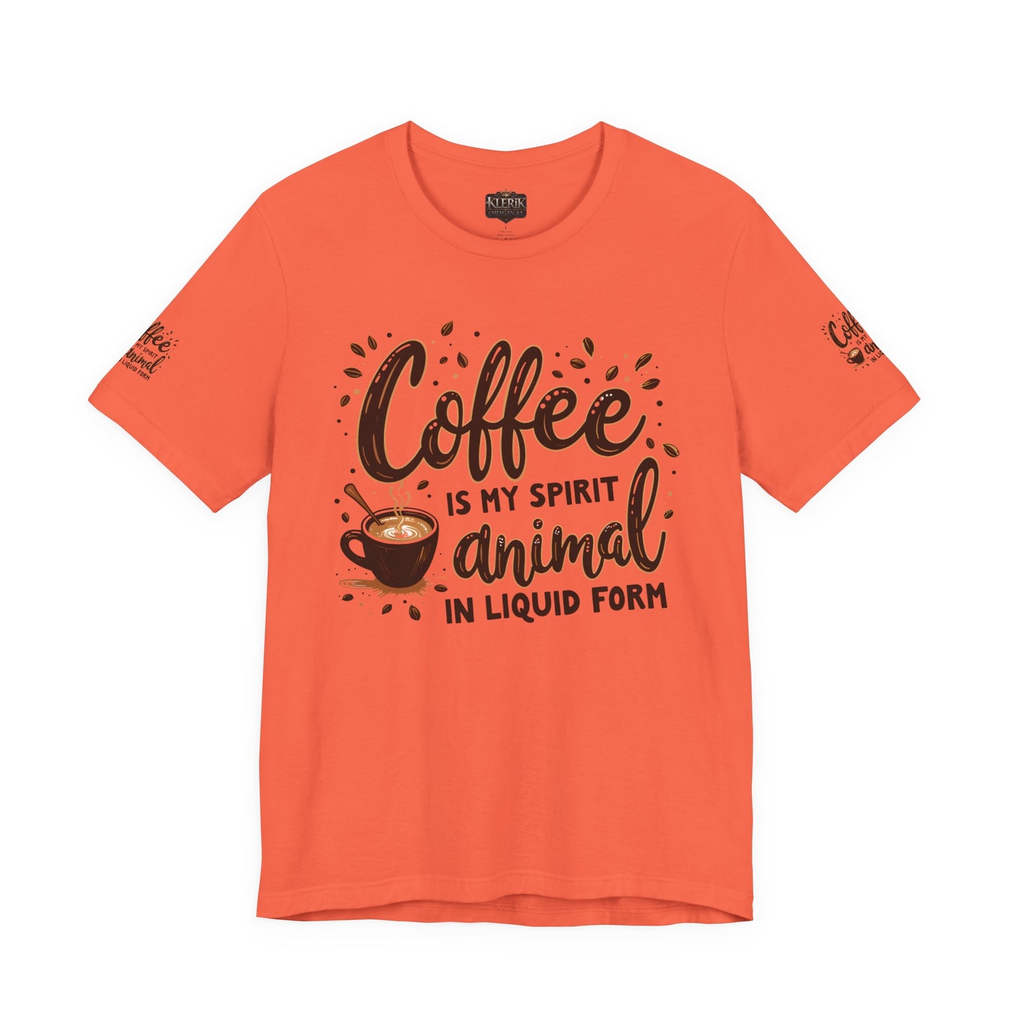 Coffee is my spirit animal in liquid form T-Shirt, Gift for Coffee Enthusiasts, Casualwear, Coffee-Themed Apparel, Birthday Gift