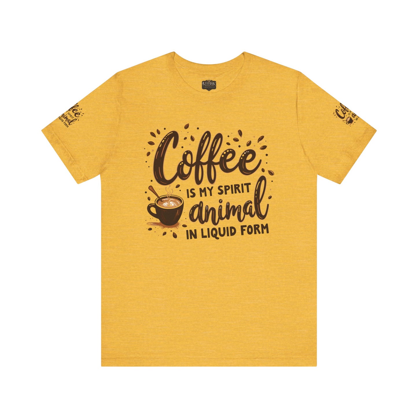 Coffee is my spirit animal in liquid form T-Shirt, Gift for Coffee Enthusiasts, Casualwear, Coffee-Themed Apparel, Birthday Gift