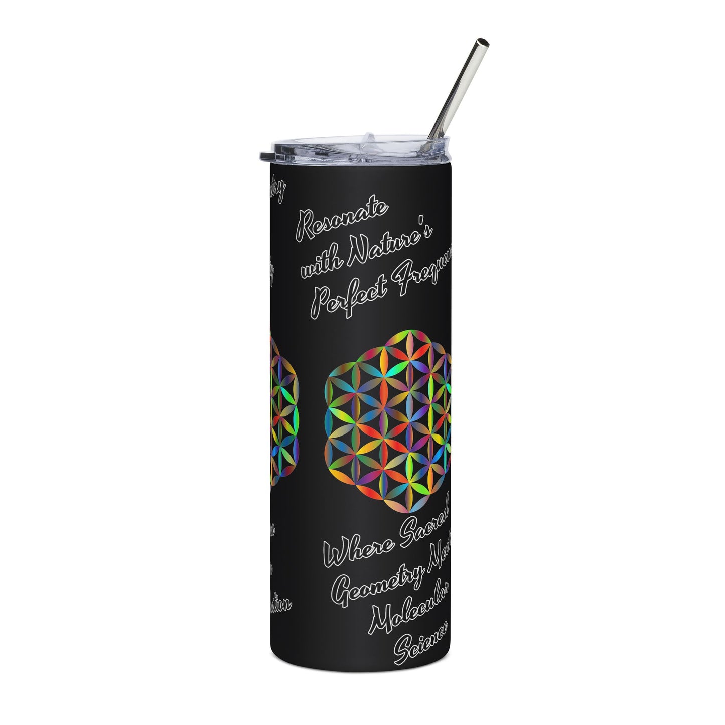 Geometric Stainless Steel Tumbler - The "Flower of Life" energizing  water,harmony, natural science, sacred geometry, and vitality