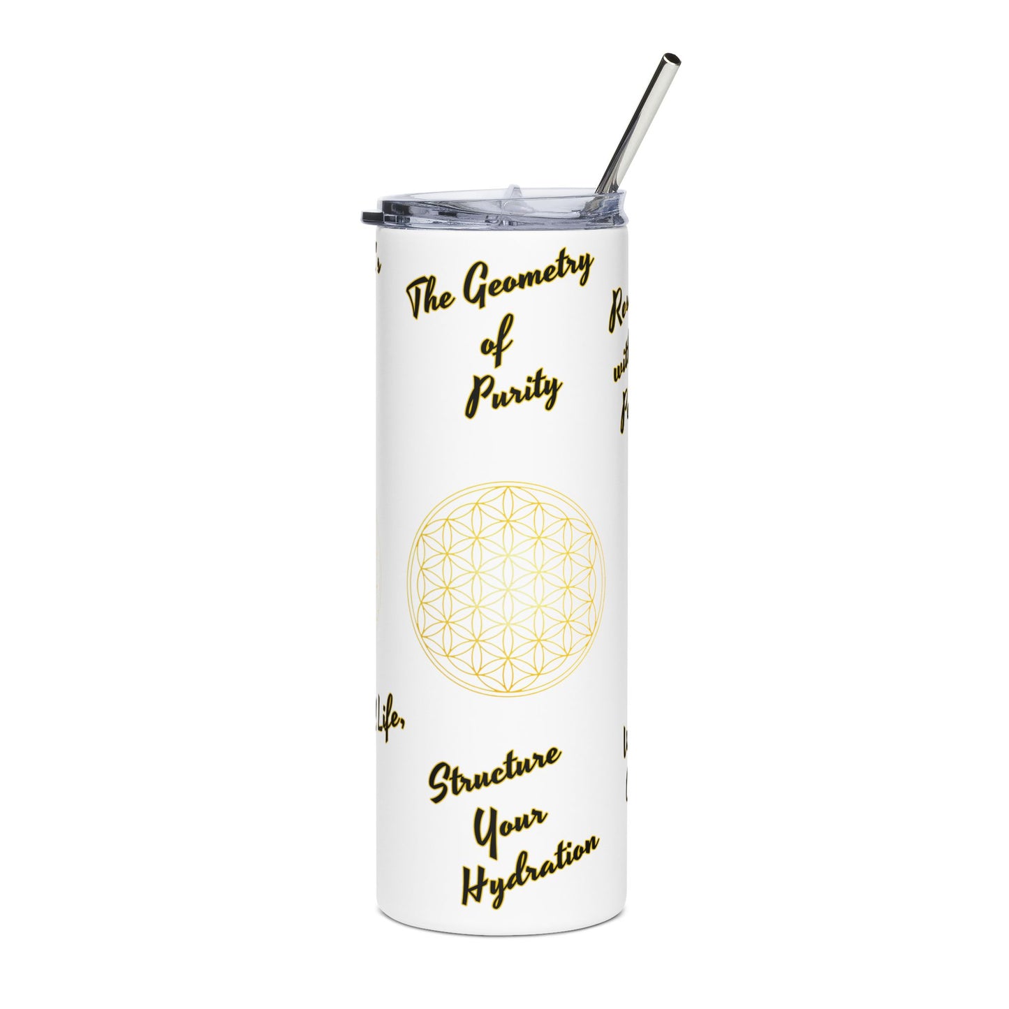 Stainless Steel Tumbler with Inspirational Quotes, 20oz Insulated Water Bottle, Motivational Travel Mug, Geometry of Purity Design, [...]