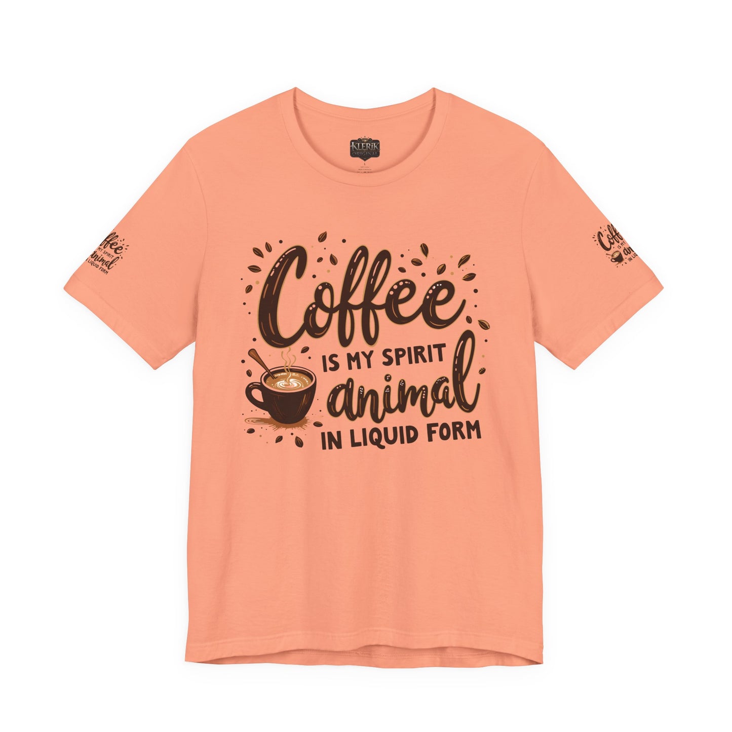 Coffee is my spirit animal in liquid form T-Shirt, Gift for Coffee Enthusiasts, Casualwear, Coffee-Themed Apparel, Birthday Gift
