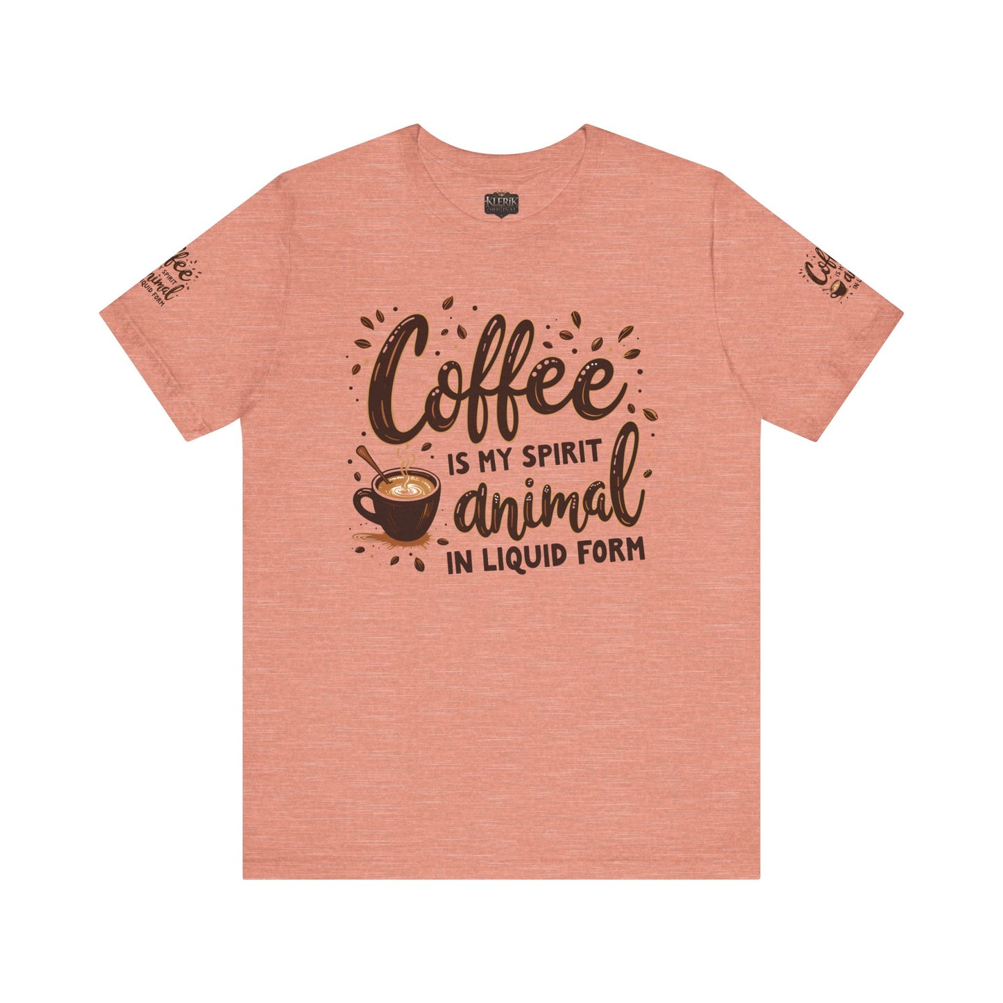 Coffee is my spirit animal in liquid form T-Shirt, Gift for Coffee Enthusiasts, Casualwear, Coffee-Themed Apparel, Birthday Gift