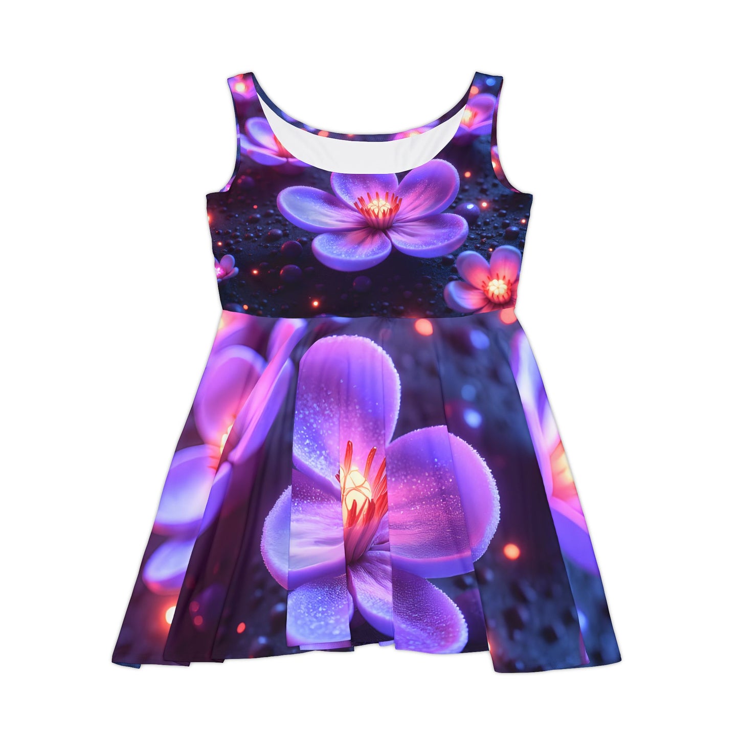 Women's Floral Skater Dress, Purple Flower Dress, Summer Dress, Party Dress, Boho Chic Dress, Festival Outfit