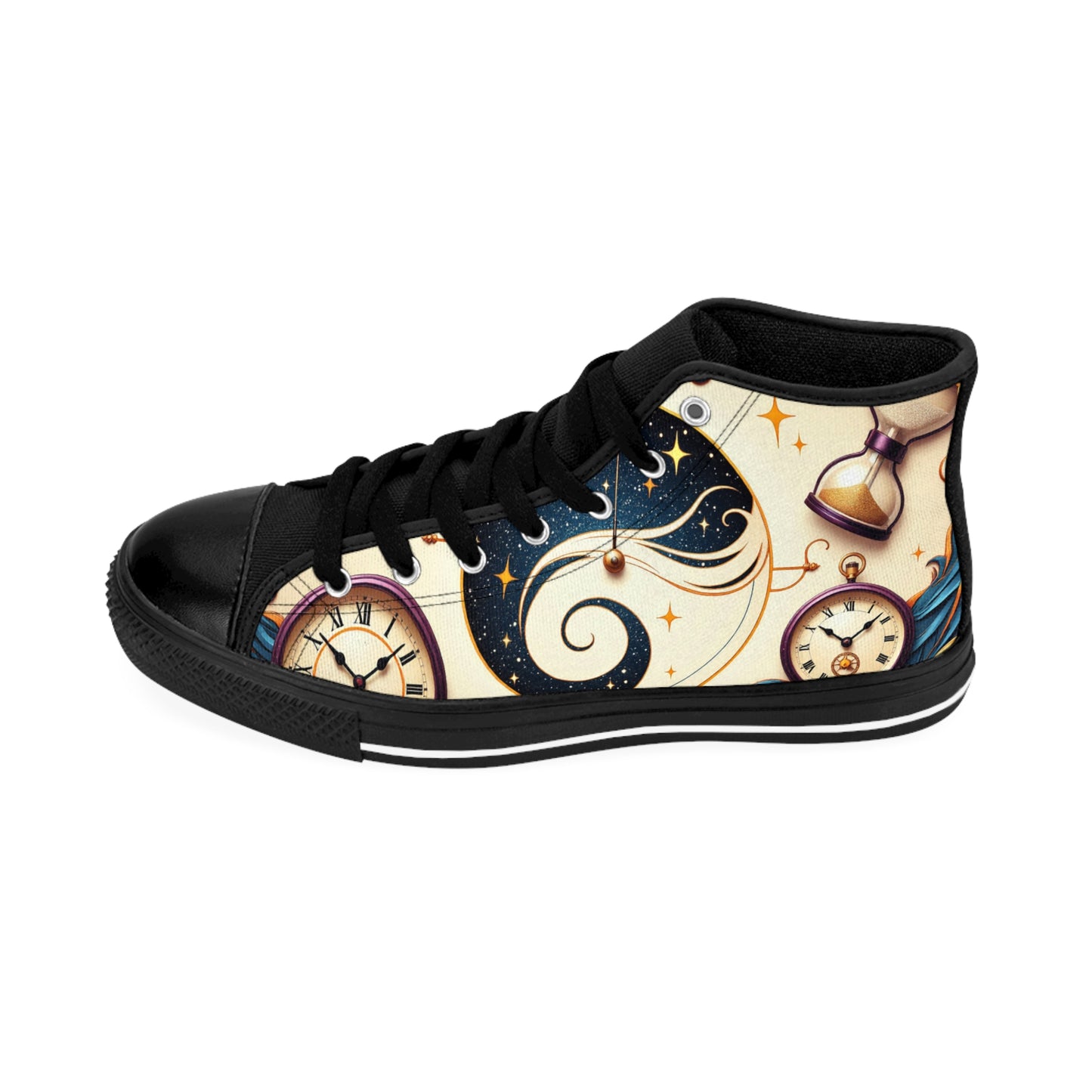 Stylish Time-themed High Top Sneakers, Unique Clock Design Footwear, Trendy Casual Shoes, Perfect for Gifts & Everyday Wear