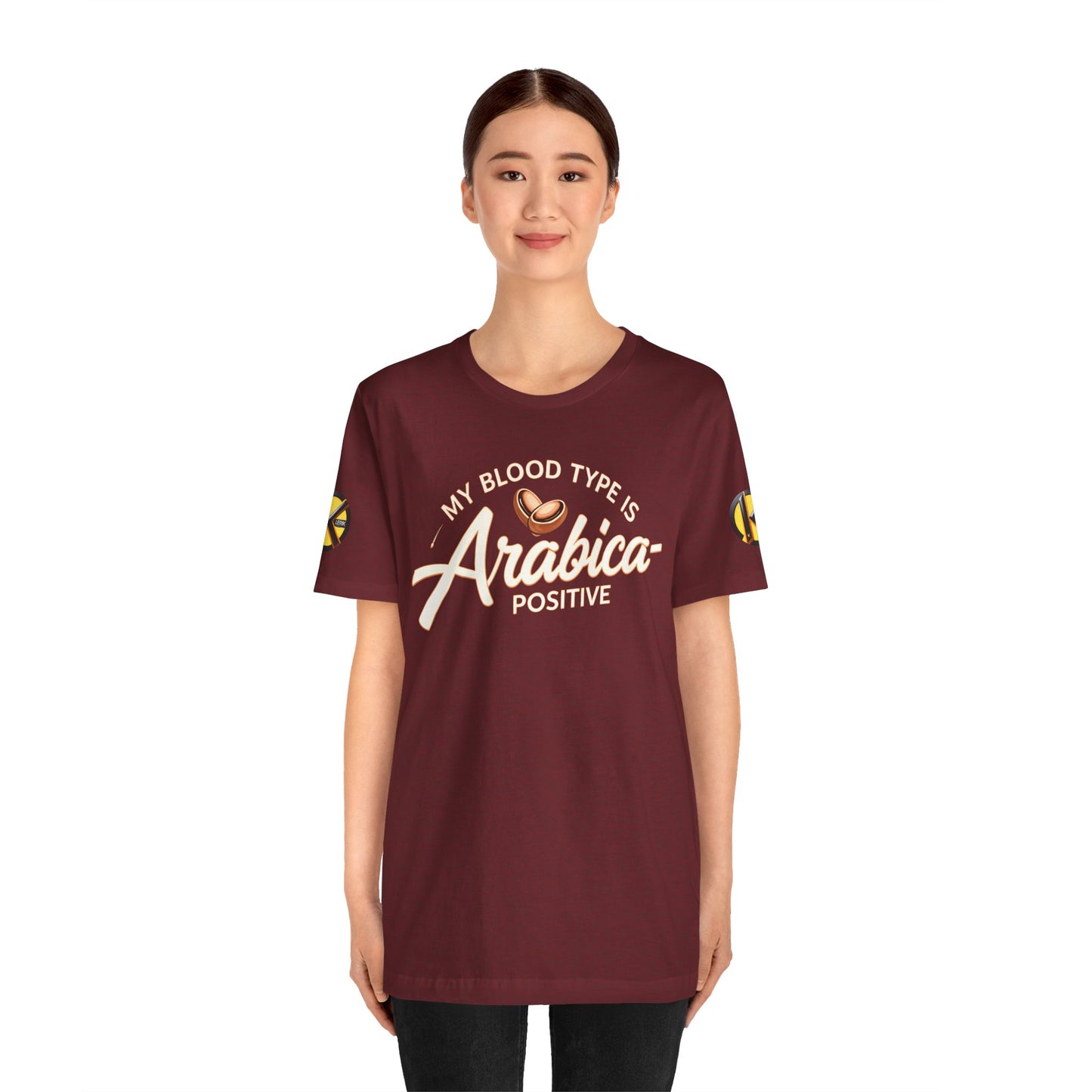 My blood type is arabica positive Unisex T-Shirt, Casual Coffee Shirt, Gift for Coffee Enthusiasts, Funny Coffee Top, Wearable Humor