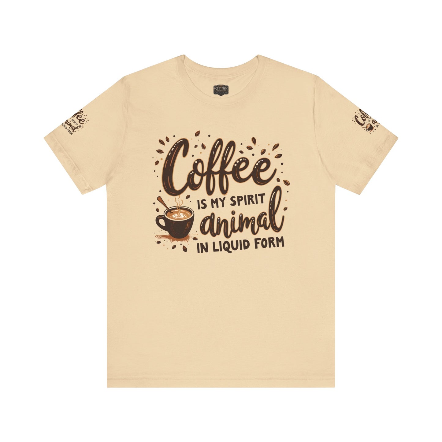 Coffee is my spirit animal in liquid form T-Shirt, Gift for Coffee Enthusiasts, Casualwear, Coffee-Themed Apparel, Birthday Gift