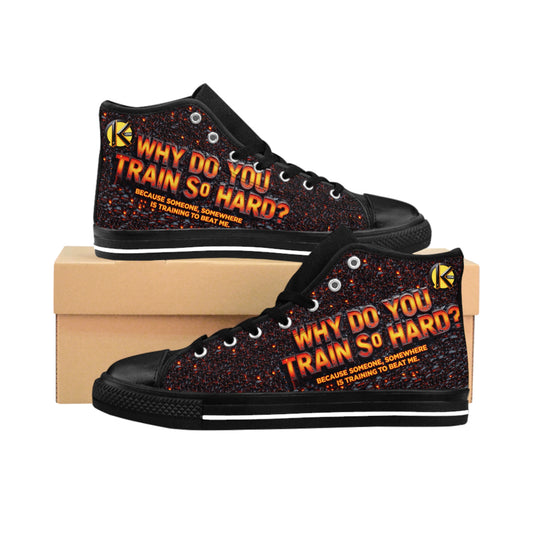 Why Do You Train So Hard?” Men’s Athletic Sneakers – Motivational Gym Shoes for Fitness, Running & Sneakerheads