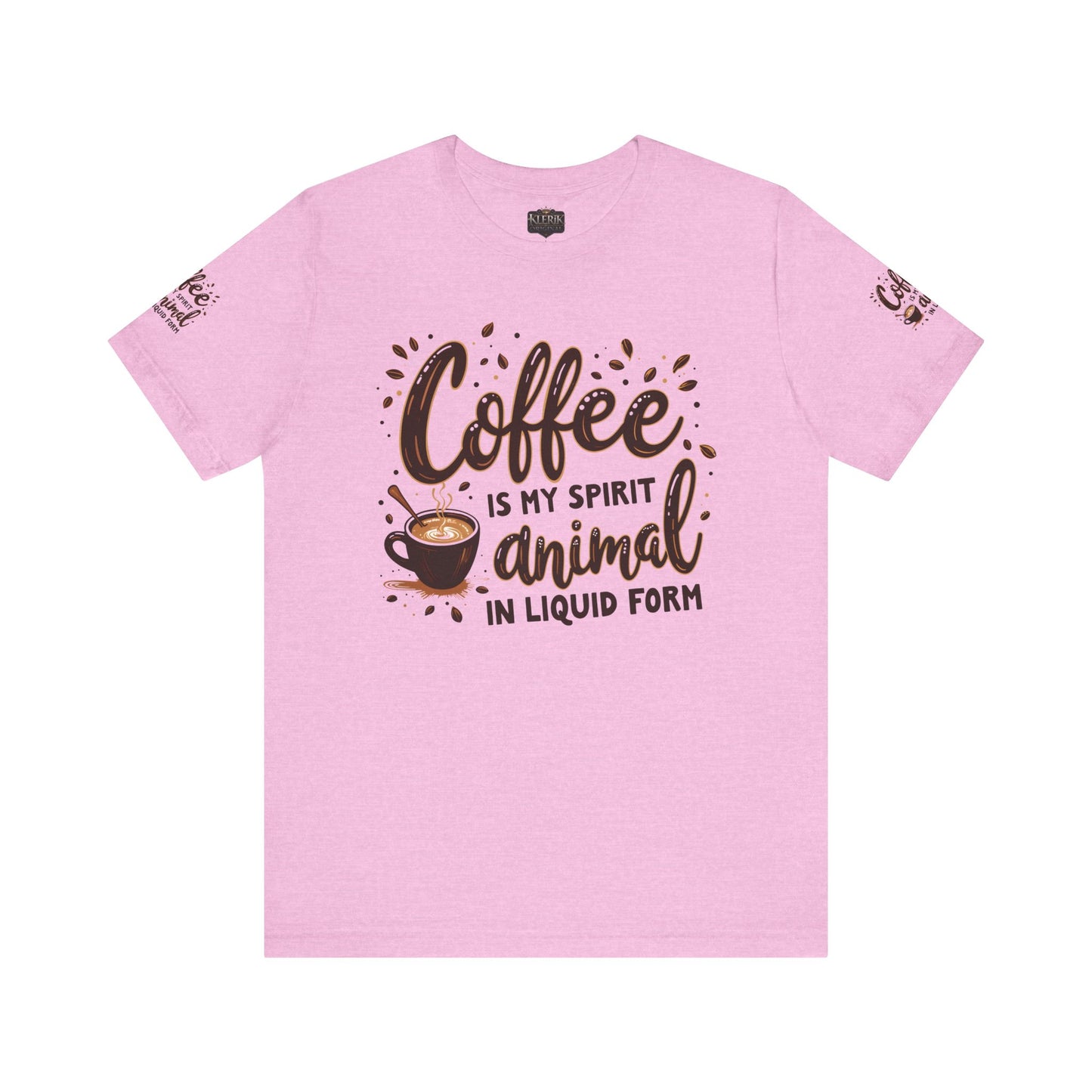 Coffee is my spirit animal in liquid form T-Shirt, Gift for Coffee Enthusiasts, Casualwear, Coffee-Themed Apparel, Birthday Gift
