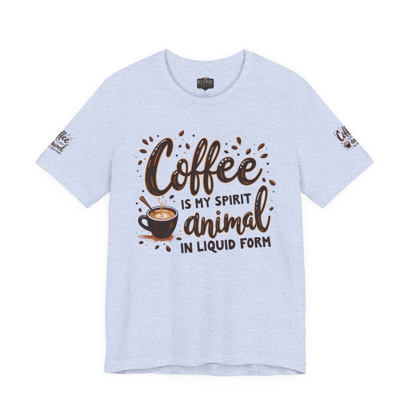 Coffee is my spirit animal in liquid form T-Shirt, Gift for Coffee Enthusiasts, Casualwear, Coffee-Themed Apparel, Birthday Gift