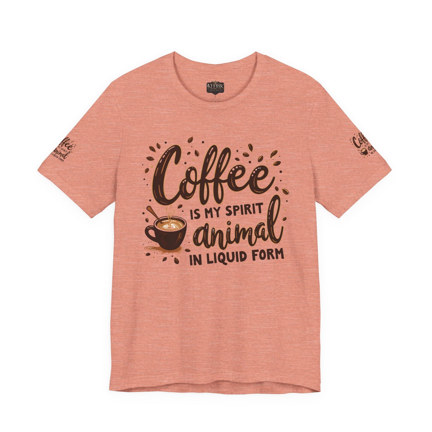 Coffee is my spirit animal in liquid form T-Shirt, Gift for Coffee Enthusiasts, Casualwear, Coffee-Themed Apparel, Birthday Gift