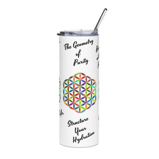 Geometric Stainless Steel Tumbler - The "Flower of Life" energizing  water,harmony, natural science, sacred geometry, and vitality