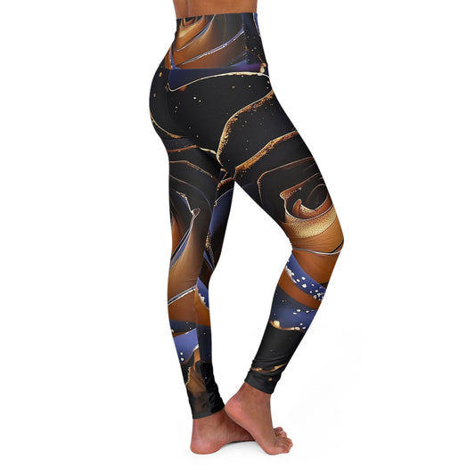 Elegant High Waisted Yoga Leggings with Rose Design - Perfect for Fitness and Leisure